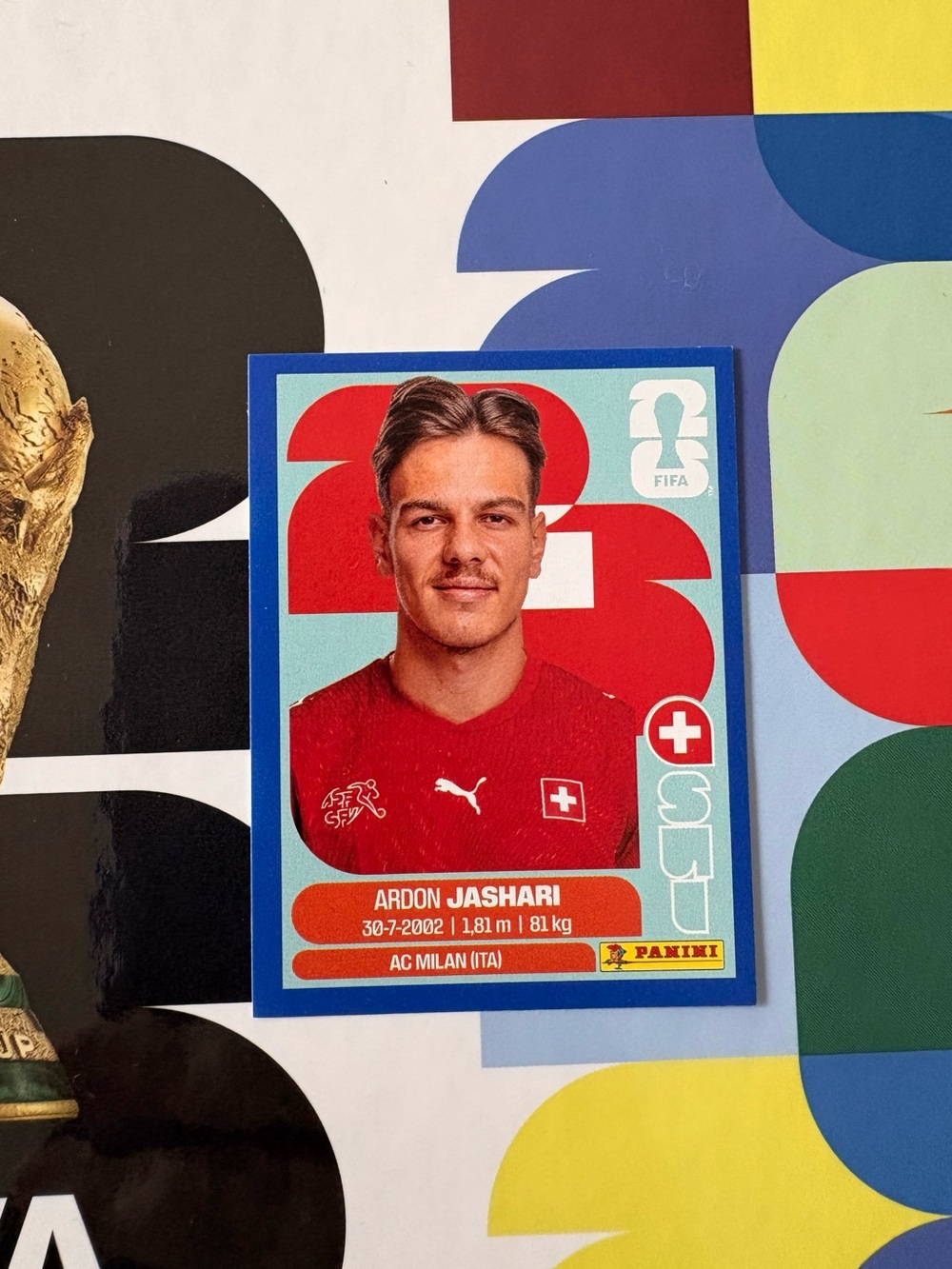 Panini FIFA World Cup 2026 Sticker Ardon Jashari SUI 14 Swiss Blue Parallel